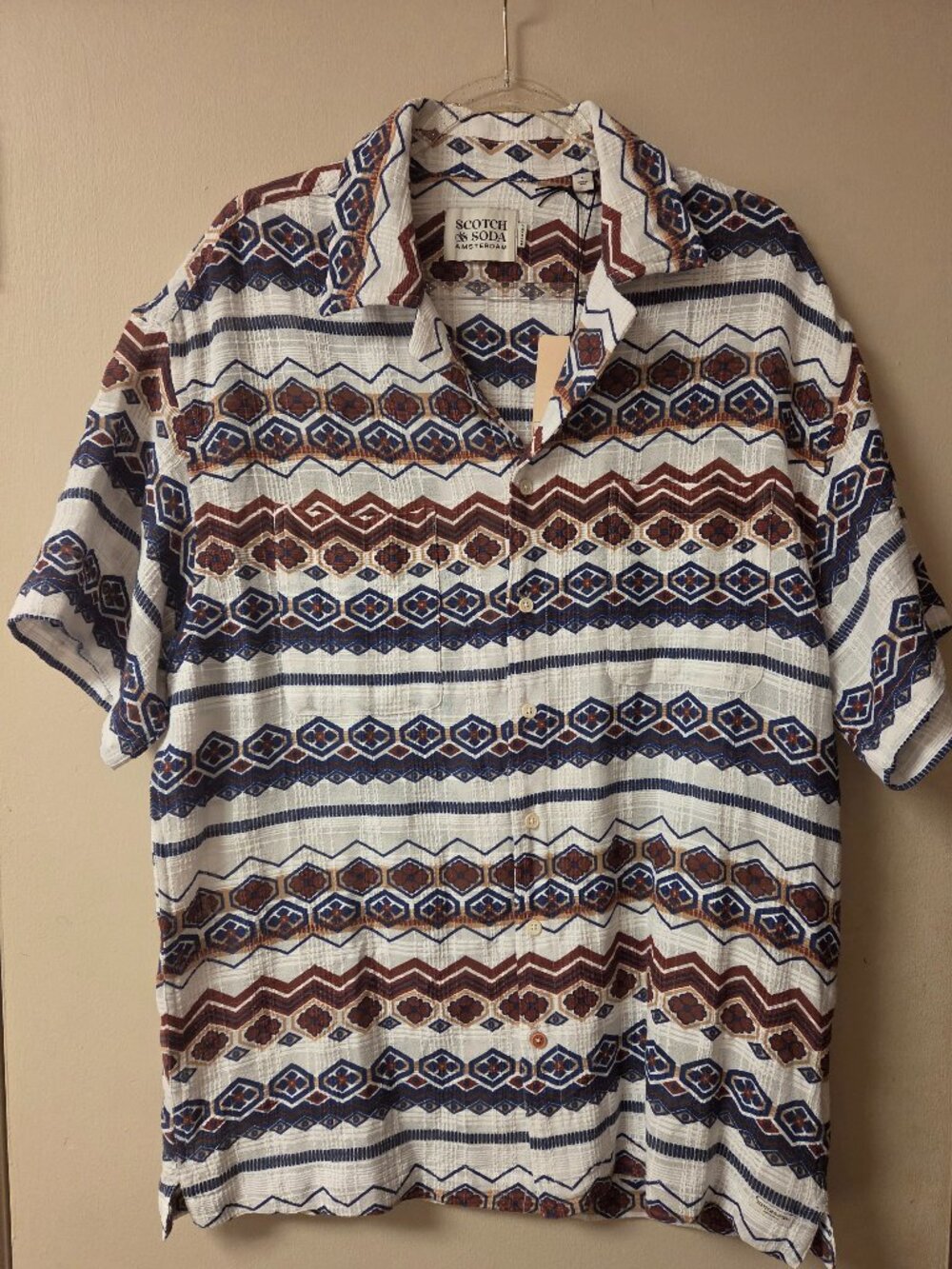 Scotch & Soda Amsterdam Couture Beach Men's Short Sleeve Shirt, L, Relaxed, NWT